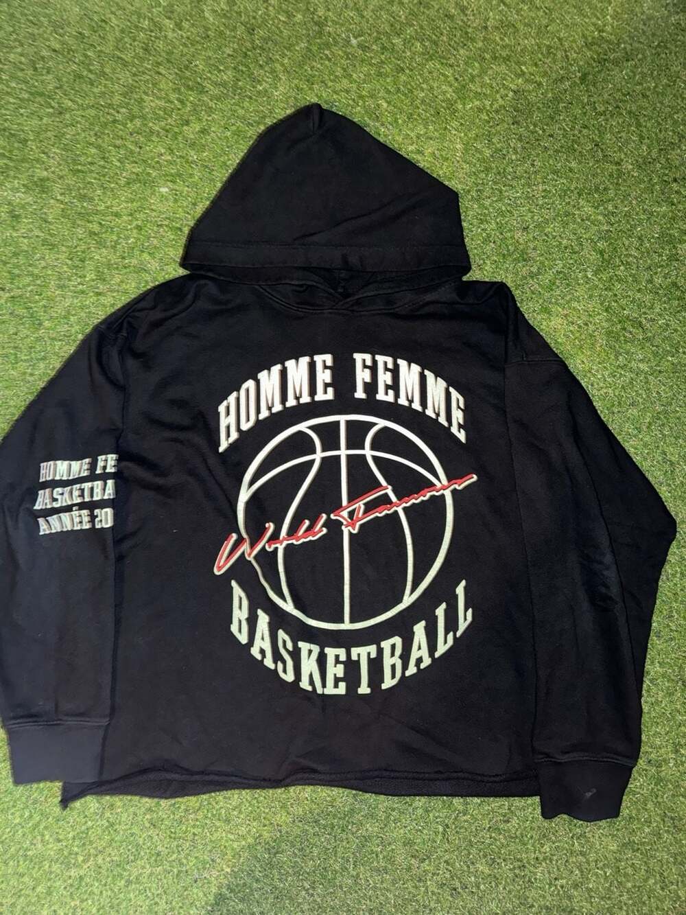 Homme Femme Basketball Hoodie Size Large Black World Famous Pullover